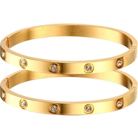Anthropologie Jewelry - Love Crystal Bangle Bracelet Set